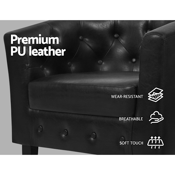Armchair Set with Ottoman Black Ava62863383143682114