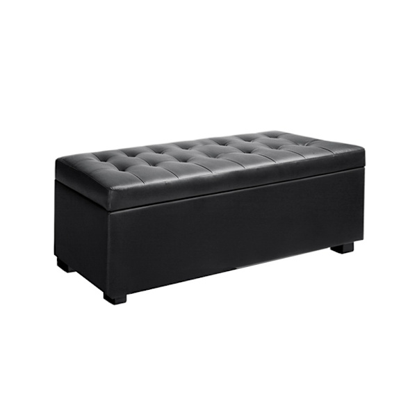 Storage Ottoman Blanket Box 97cm Leather Black62863378916227111