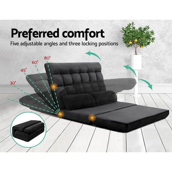 Lounge Sofa Bed 2-seater Charcoal Suede62863381346049113