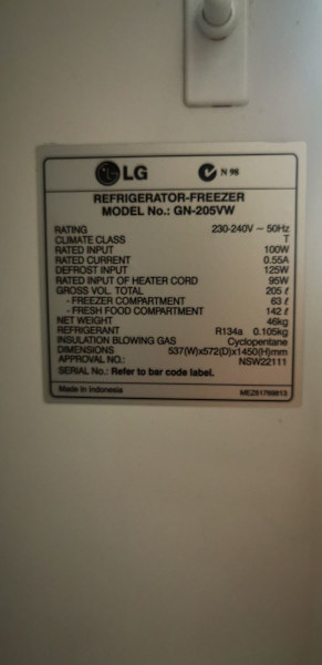 LG fridge / freezer63015641812226111