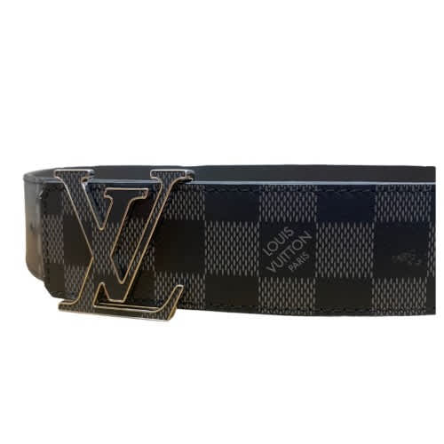 LV Initials 40MM Reversible Black Gray Blue Damier Belt