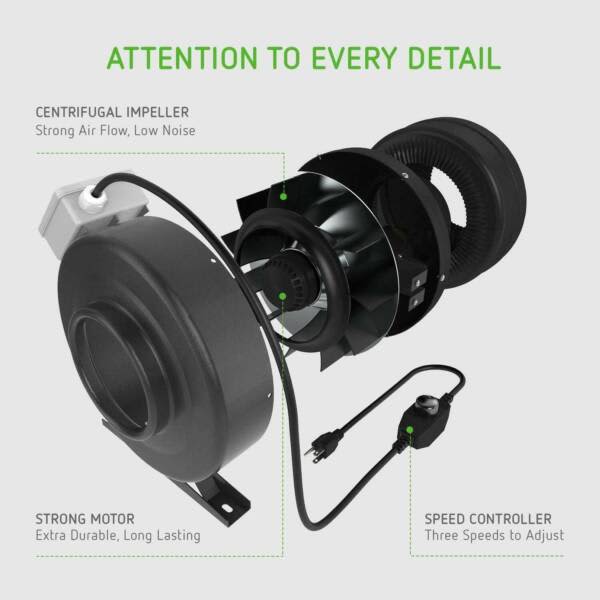 6 inch 440 CFM Inline Duct Fan Exhaust Air Blower w/63009247133057114