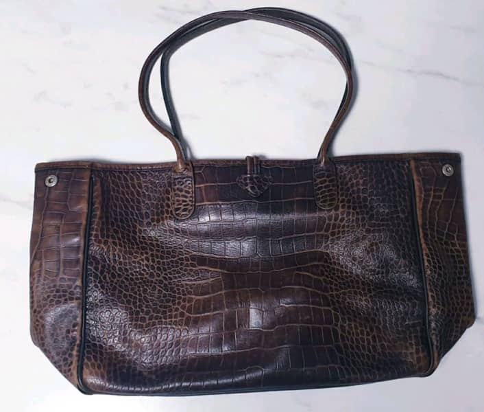 Made in France Classic Leather Shoulder Bag Vintage Brown 
