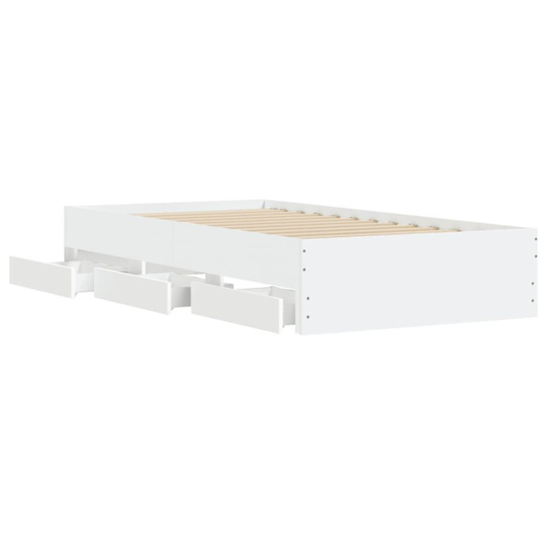 Bed Frame with Drawers without Mattress White 90x190 cm Single62863838559235111