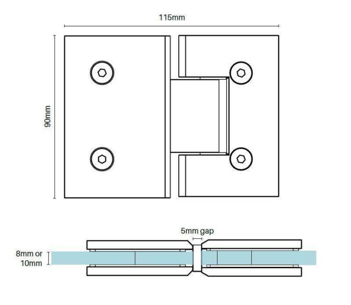 Glass to Glass 180 Degree Frameless Shower Screen Door Hinge63008480005762113