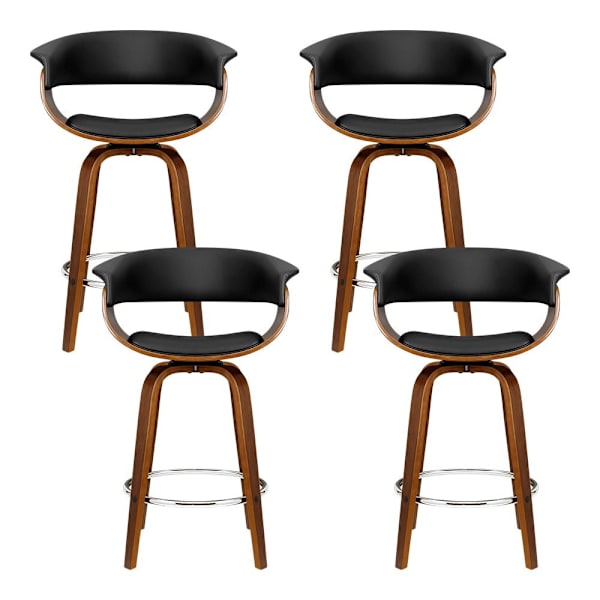 4x Bar Stools Swivel PU Seat Wooden62863410471939112
