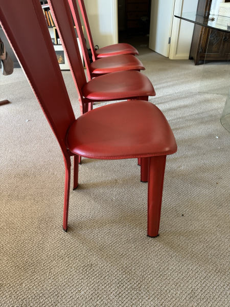 Dining chairs red leather 6 of62863408305409111