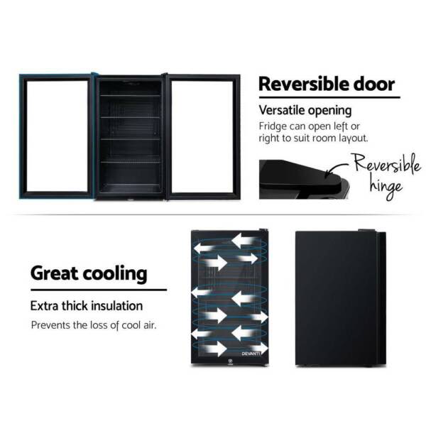 Bar Fridge 98 Litre Double Glazed Glass Door Adj.Shelves & Lock63019993683969113