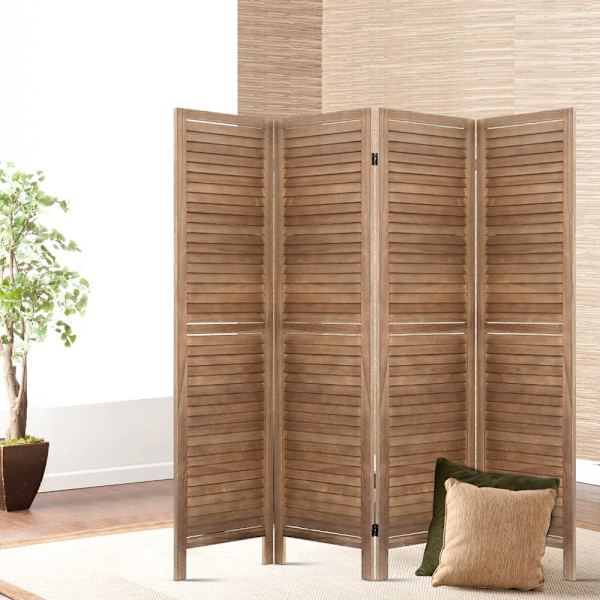 4 Panel Room Divider Screen 160x170cm Louver Oak62863375723009112