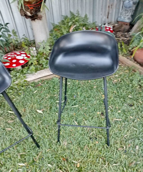 Two Black Metal and Plastic Stools 62863407900931114