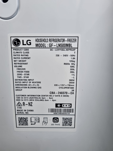 AS NEW 506L LG French Door Fridge63021731273218112