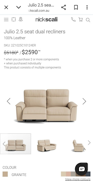 nick scali recliner leather sofa 3seat(2k) +2.5 seat(1,5k)62863383474050114
