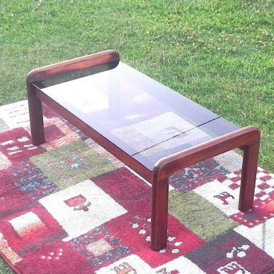 Mid Century Modern Rectangular Glass Top Coffee Table62863384077443112