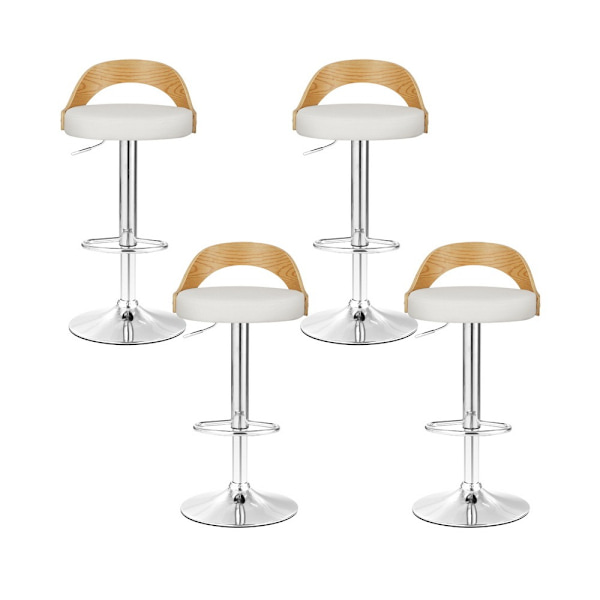 4x Bar Stools Adjustable Leather Padded White62863384505217112