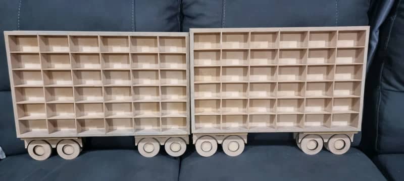 Matchbox car wooden shelf x 4 (Holds 36 in each)62863839666562111