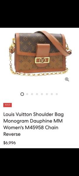 LOUIS VUITTON Dauphine MM Chain Shoulder Bag Monogram Reverse M45958