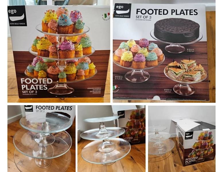 New Premium Cake Glass Footed Plates, buy 1 get 1 free63470145257217111