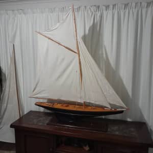 Vintage model sail boat on stand 120cm long