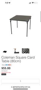Coleman Square Card Table (80cm) RRP $55
