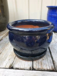 Blue ceramic pot small