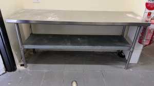 Stainless Steel Commercial Bench 1820mm Long with Shelf