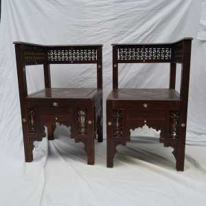 Pair of handcrafted, rare, antique Middle-Eastern chairs