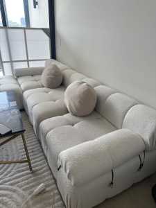 Cream white boucle lounge sofa rearrangeable shape