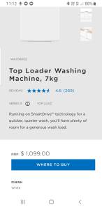 Fisher and Paykel 7k TOP LOADER WASHING MACHINE