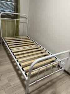 White single size metal bed frame [USED] *Garage Clearance*