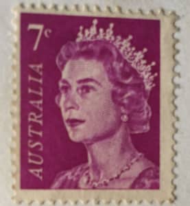 Queen Elizabeth Violet colour 7c stamp