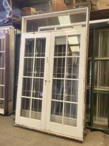 FRENCH DOUBLE DOOR SET WITH HIGHLIGHT WINDOW AND FRAME