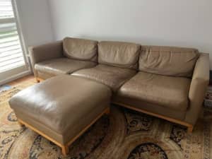 Leather Couch & Ottoman