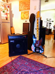 Vintage MIJ Stagg Electric Bass Guitar and Vox Bass Guitar Amplifier