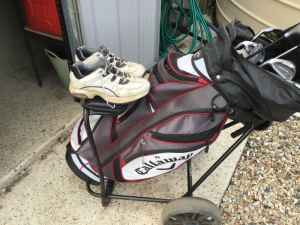 Golf clubs left handed with trolley bag