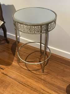 Metal and glass side table