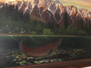 Rainbow Trout in Lake Wakatipu with Remarkables Mountains