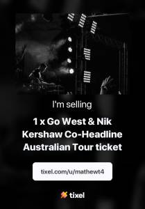 Ticket for Nik Kershaw & Go West at Sydney Recital Hall Sun 17th March