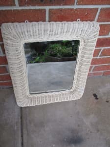 Wall Hanging Wicker Cane Mirror