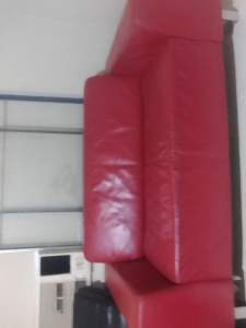 Free 2 seater red leather sofa vgc