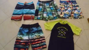 BOARDIES AND RASHIE, SIZE 12, 14, 16 AND XS
