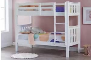 Queen single bunk beds & Matresses. Separates into 2 king single beds