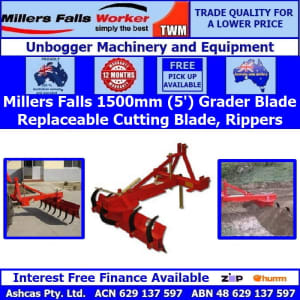 Millers Falls 1500mm Grader Blade with Rippers 3 Point Linkage