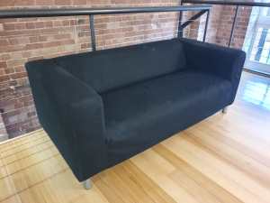 2 seat sofa couch black material
