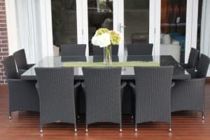 European Style 10 Seat Outdoor Wicker Dining setting,2yr wty