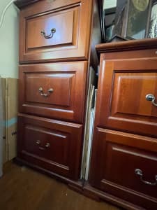 Wooden 3 Drawer and 2 Drawer Filing Cabinets