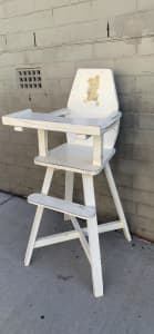 1950’s 98cm Rustic White Wooden Baby Highchair wooden transfer DL106