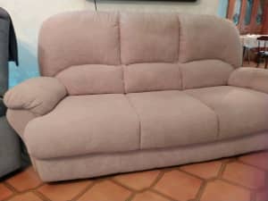 Beige cream velvet 3 seat sofa