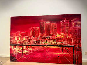 Artwork canvas painting of Melbourne city