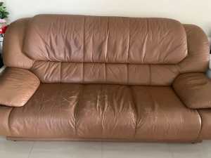 FREE large leather brown 3-seat sofa