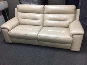 Freedom Galaxy 2.5 Seater Electric Recliner Leather Sofa Lounge Beige